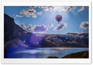 Hot Air Balloon Over Mountains Ultra HD Wallpaper for 4K UHD Widescreen desktop, tablet & smartphone