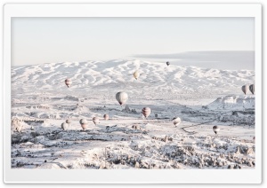 Hot Air Balloon Ride Over Cappadocia Winter Ultra HD Wallpaper for 4K UHD Widescreen desktop, tablet & smartphone