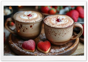 Hot Beverages in Ceramic Vintage Cups 4K UHD Wallpaper for Widescreen and UltraWide Desktop, UltraHD TV, Smartphone, Tablet
