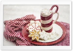 Hot Chocolate, Marshmallows, Candy Cane, Christmas Ultra HD Wallpaper for 4K UHD Widescreen desktop, tablet & smartphone