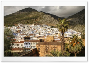 Houses Mountains Chefchaouen Morocco Palma Ultra HD Wallpaper for 4K UHD Widescreen Desktop, Lockscreen, Screensaver, TV, Tablet, Smartphone