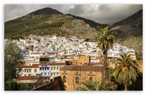 Houses Mountains Chefchaouen Morocco Palma UltraHD Wallpaper for HD 16:9 ; Widescreen 16:10 5:3 ;