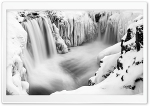 Hrafnabjargafoss Waterfall, Iceland, Winter Ultra HD Wallpaper for 4K UHD Widescreen desktop, tablet & smartphone