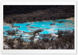 Huanglong Travertine Pools, Scenic China 4K UHD Wallpaper for Widescreen and UltraWide Desktop, UltraHD TV, Smartphone, Tablet