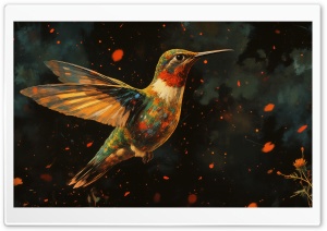 Hummingbird Art Ultra HD Wallpaper for 4K UHD Widescreen Desktop, Lockscreen, Screensaver, TV, Tablet, Smartphone