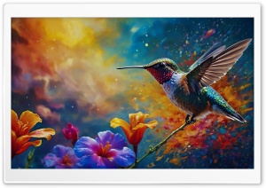 Hummingbird Colorful Digital Art Ultra HD Wallpaper for 4K UHD Widescreen Desktop, Lockscreen, Screensaver, TV, Tablet, Smartphone