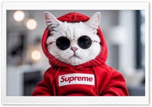 Hypebeast Cat in Cool Fashion Aesthetic 4K UHD Wallpaper for Widescreen and UltraWide Desktop, UltraHD TV, Smartphone, Tablet