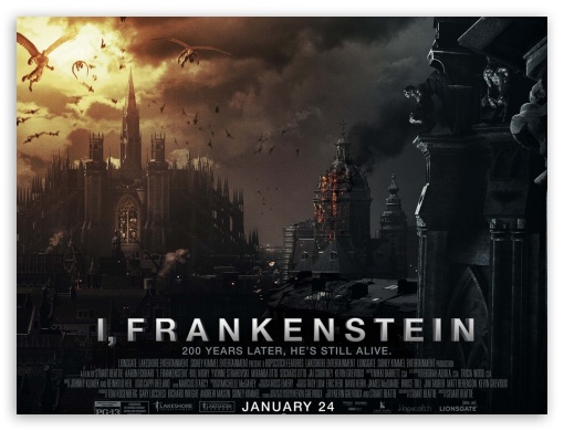 I Frankenstein 2014 Poster Movie Wallpaper HD Backgrounds UltraHD Wallpaper for Standard 4:3 Fullscreen UXGA XGA SVGA ; iPad 1/2/Mini ; Mobile 4:3 - UXGA XGA SVGA ;