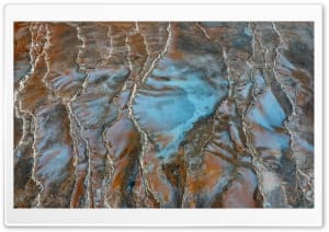 Iceland Geothermal Sinter Terraces from Above 4K UHD Wallpaper for Widescreen and UltraWide Desktop, UltraHD TV, Smartphone, Tablet