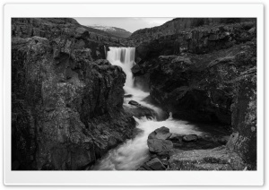 Iceland Waterfall Black and White Ultra HD Wallpaper for 4K UHD Widescreen desktop, tablet & smartphone