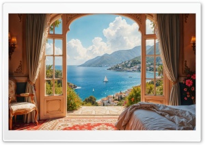 Idyllic View Of The Mediterranean Sea 4K UHD Wallpaper for Widescreen and UltraWide Desktop, UltraHD TV, Smartphone, Tablet