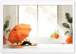 Illustration, Umbrella, Child Ultra HD Wallpaper for 4K UHD Widescreen desktop, tablet & smartphone