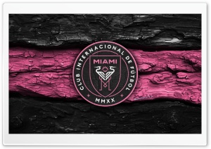 Inter Miami CF Wooden Logo 4K UHD Wallpaper for Widescreen and UltraWide Desktop, UltraHD TV, Smartphone, Tablet