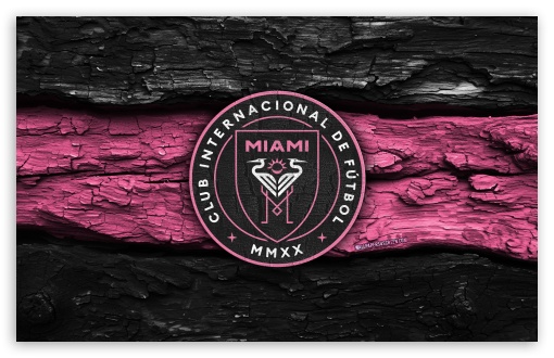 Inter Miami CF Wooden Logo UltraHD Wallpaper for Widescreen 16:10 ;