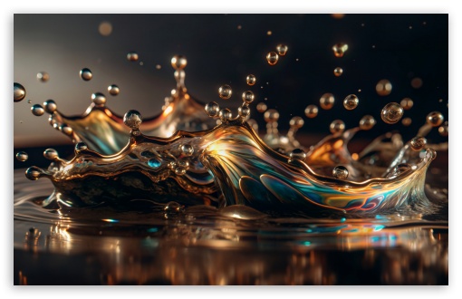 Iridescent Splash, Black Background UltraHD Wallpaper for UHD 16:9 ; HD 16:9 ; UltraWide 21:9 24:10 ; Widescreen 16:10 5:3 ; Fullscreen 3:2 ;