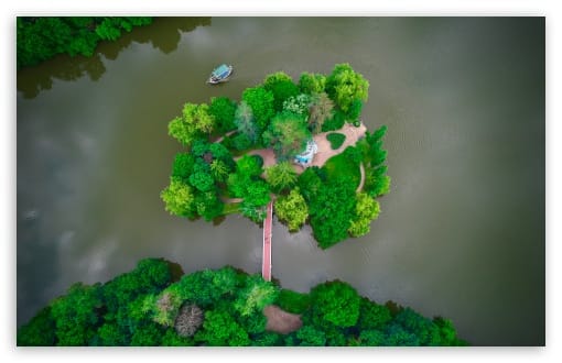 Island in Sofiivka Park Aerial View UltraHD Wallpaper for UHD 16:9 ; HD 16:9 ; UltraWide 21:9 24:10 ; Widescreen 16:10 ; Fullscreen 3:2 ; Tablet 1:1 ; Mobile 9:16 9:19.5 9:20 9:21 ;