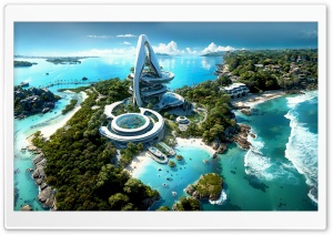 Island of Tomorrow 4K UHD Wallpaper for Widescreen and UltraWide Desktop, UltraHD TV, Smartphone, Tablet