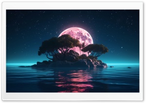 Island Pink SuperMoon Ultra HD Wallpaper for 4K UHD Widescreen desktop, tablet & smartphone