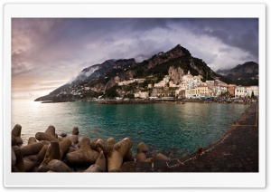 Italy Mountains Coast Sea Amalfi Cove Ultra HD Wallpaper for 4K UHD Widescreen Desktop, Lockscreen, Screensaver, TV, Tablet, Smartphone