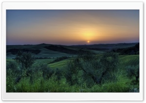 Italy Sunset Over Beautiful Field Ultra HD Wallpaper for 4K UHD Widescreen Desktop, Lockscreen, Screensaver, TV, Tablet, Smartphone