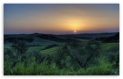 Italy Sunset Over Beautiful Field UltraHD Wallpaper for HD 16:9 ; Widescreen 16:10 5:3 ; Dual 5:4 ;