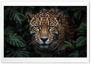 Jaguar Wildlife Portrait in Tropical Jungle 4K UHD Wallpaper for Widescreen and UltraWide Desktop, UltraHD TV, Smartphone, Tablet