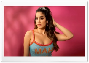 Janhvi Kapoor, Indian actress, Celebrity, Pink Background 4K UHD Wallpaper for Widescreen and UltraWide Desktop, UltraHD TV, Smartphone, Tablet