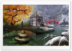 Japanese Garden Painting Ultra HD Wallpaper for 4K UHD Widescreen desktop, tablet & smartphone