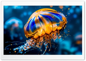 Jellyfish, Ethereal, Oceanic, Deep Sea, Floating 4K UHD Wallpaper for Widescreen and UltraWide Desktop, UltraHD TV, Smartphone, Tablet