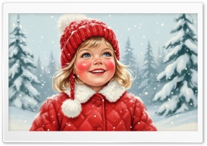 Joyful Blonde Girl with Rosy Cheeks, Winter Happiness 4K UHD Wallpaper for Widescreen and UltraWide Desktop, UltraHD TV, Smartphone, Tablet