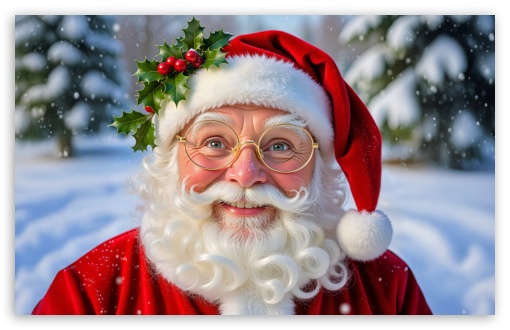 Joyful Santa Claus in Snowy Winter Wonderland UltraHD Wallpaper for UHD 16:9 ; HD 16:9 ; UltraWide 21:9 24:10 ; Widescreen 16:10 5:3 ; Fullscreen 4:3 5:4 3:2 ; Tablet 1:1 ; Mobile 9:16 9:19.5 9:20 9:21 9:22 10:16 2:3 3:5 3:4 ;