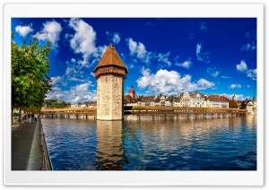 Kapellbrucke with Wasserturm (water tower), Lucerne, Switzerland 4K UHD Wallpaper for Widescreen and UltraWide Desktop, UltraHD TV, Smartphone, Tablet