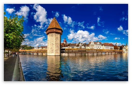 Kapellbrucke with Wasserturm (water tower), Lucerne, Switzerland UltraHD Wallpaper for UHD 16:9 ; HD 16:9 ; UltraWide 21:9 24:10 32:9 32:10 ; Widescreen 16:10 5:3 ; Fullscreen 4:3 5:4 3:2 ; Tablet 1:1 ; Dual 16:10 5:3 16:9 4:3 5:4 3:2 ;