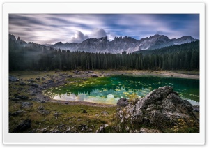 Karersee Lake, Dolomites mountain range, Italy Ultra HD Wallpaper for 4K UHD Widescreen desktop, tablet & smartphone