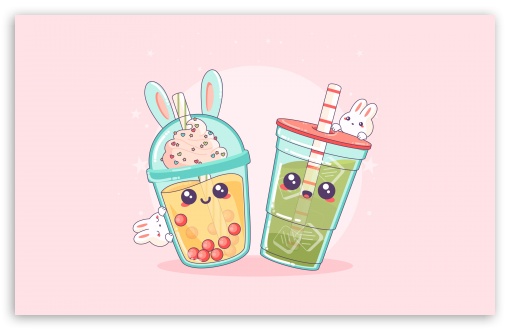 Kawaii Bubble Tea and Green Tea UltraHD Wallpaper for UHD 16:9 ; HD 16:9 ; UltraWide 21:9 24:10 ; Widescreen 16:10 5:3 ; Fullscreen 4:3 5:4 3:2 ; Tablet 1:1 ; Mobile 9:19.5 9:20 ; Dual 4:3 5:4 ;