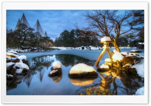 Kenrokuen Garden, Winter, Evening Ultra HD Wallpaper for 4K UHD Widescreen desktop, tablet & smartphone