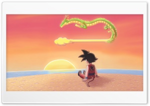 Kid Goku And Shenron At Sunset 4K UHD Wallpaper for Widescreen and UltraWide Desktop, UltraHD TV, Smartphone, Tablet