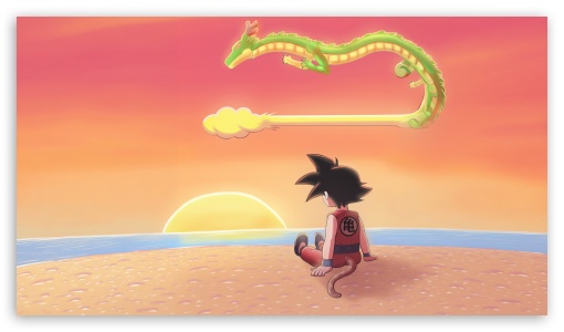 Kid Goku And Shenron At Sunset UltraHD Wallpaper for UHD 16:9 ; HD 16:9 ;