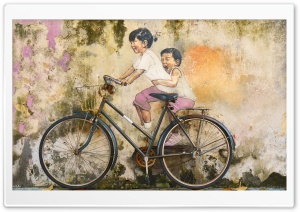 Kids Bicycle a Riding Graffiti Art Ultra HD Wallpaper for 4K UHD Widescreen desktop, tablet & smartphone