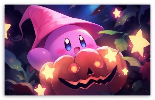 Kirby Halloween Art UltraHD Wallpaper for UHD 16:9 ; HD 16:9 ; UltraWide 21:9 24:10 ; Widescreen 16:10 5:3 ; Fullscreen 4:3 5:4 3:2 ; Tablet 1:1 ;