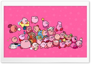 Kirby, Pink Background 4K UHD Wallpaper for Widescreen and UltraWide Desktop, UltraHD TV, Smartphone, Tablet