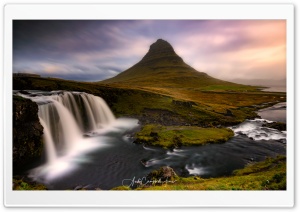 Kirkjufell Mountain and Kirkjufellsfoss Waterfall Scenery Ultra HD Wallpaper for 4K UHD Widescreen desktop, tablet & smartphone