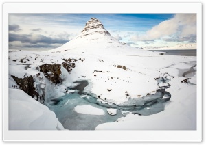 Kirkjufell Mountain, Kirkjufellsfoss Waterfall, Winter Ultra HD Wallpaper for 4K UHD Widescreen desktop, tablet & smartphone