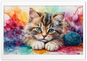 Kitten, Clew, Colorful Art Ultra HD Wallpaper for 4K UHD Widescreen Desktop, Lockscreen, Screensaver, TV, Tablet, Smartphone