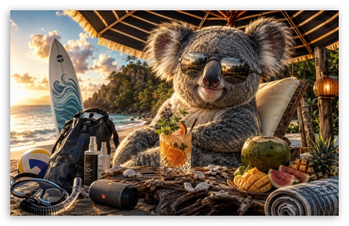 Koala on the Beach UltraHD Wallpaper for Widescreen 16:10 ;