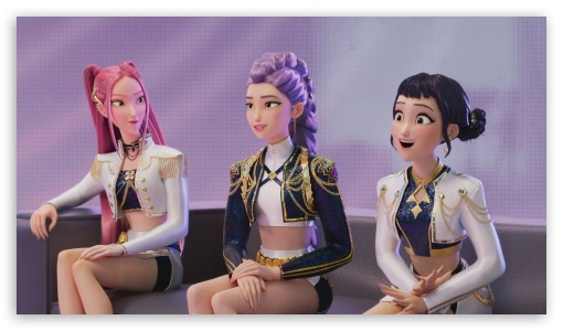 KPop Demon Hunters, Rumi, Mira, and Zoey UltraHD Wallpaper for HD 16:9 ;