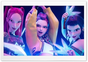 KPop Demon Hunters, Rumi, Mira, and Zoey 4K UHD Wallpaper for Widescreen and UltraWide Desktop, UltraHD TV, Smartphone, Tablet