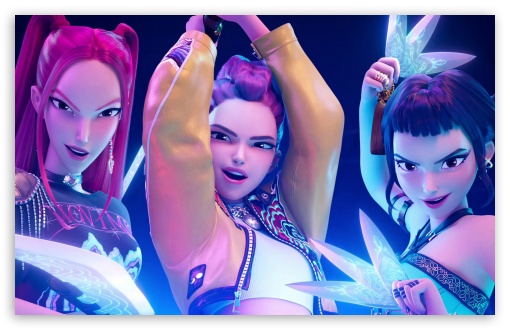 KPop Demon Hunters, Rumi, Mira, and Zoey UltraHD Wallpaper for UHD 16:9 ; HD 16:9 ; UltraWide 21:9 24:10 ; Widescreen 16:10 5:3 ; Fullscreen 3:2 ; Mobile 9:16 9:19.5 9:20 ;