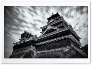 Kumamoto Castle Black and White Ultra HD Wallpaper for 4K UHD Widescreen desktop, tablet & smartphone