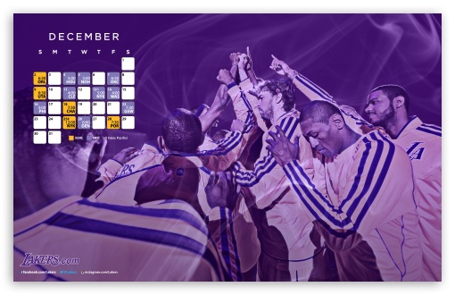 LA Lakers Dec 2012-13 Schedule UltraHD Wallpaper for Widescreen 16:10 ;